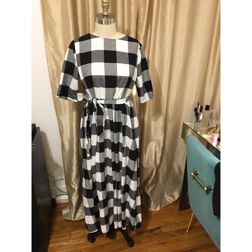Buffalo check tea length dress